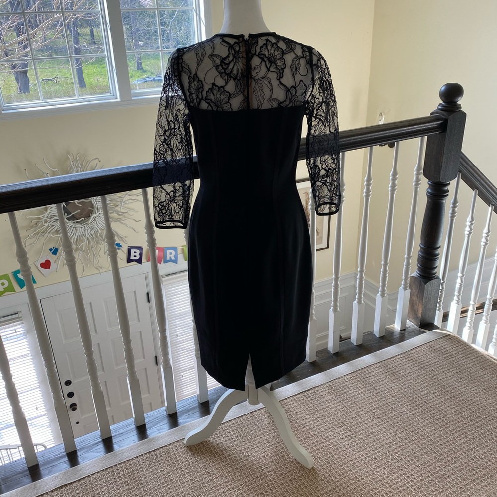 NWOT Carmen Marc Valvo Dress Lace Long Sleeve in Black Size 2 - Picture 7 of 10